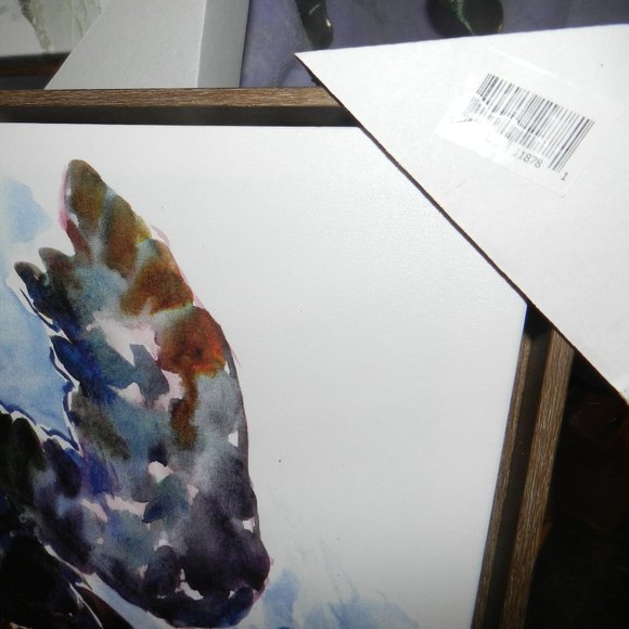 American Flat Sea Turtle Canvas Painting in Wood Frame Local Artist NEW/NWT! - Picture 9 of 10